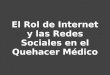 Web 2.0, Redes Sociales, Medicina y Diabetes