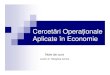 Cercetari Operationale Aplicate in Economie