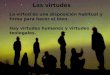 Las virtudes La virtud es una disposición habitual y firme para hacer el bien. Hay virtudes humanas y virtudes teologales