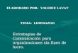 ELABORADO POR: VALERIE LAVAT TEMA: LIDERAZGO Estrategias de Comunicación para organizaciones sin fines de lucro. Universidad Anahuac Agosto 2004