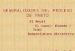 GENERALIDADES DEL PROCESO DE PARTO El Móvil El canal: Blando / Duro Nomenclatura Obstétrica Lauren Poupin B
