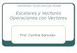 Escalares y Vectores Operaciones con Vectores Prof. Cynthia Samudio UNIVERSIDAD TECNOLOGICA DE PANAMA