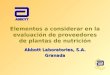 Elementos a considerar en la evaluación de proveedores de plantas de nutrición Abbott Laboratories, S.A. Granada