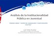 Análisis de la Institucionalidad Pública en Juventud PRIMER CURSO: JUVENTUD, CIUDADANÍA Y PARTICIPACIÓN POLÍTICA Luis Velez Huatay Especialista en Políticas