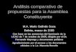 Análisis comparativo de propuestas para la Asamblea Constituyente M.A. Mario Galindo Soza Bolivia, marzo de 2005 Con base en las ponencias del Seminario