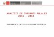 TRANSPARENCIA Y ACCESO A LA INFORMACIÓN PÚBLICA ANALISIS DE INFORMES ANUALES 2011 – 2012
