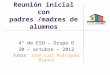 Reunión inicial con padres /madres de alumnos 4º de ESO – Grupo D 20 – octubre – 2012 Tutor: José Luis Rodríguez Blanco