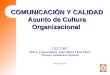 COMUNICACIÓN Y CALIDAD Asunto de Cultura Organizacional CECORP M.B.A. y Especialista Juan Carlos Pérez Pérez Director Académico General JUNIO DE 2005