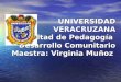 UNIVERSIDAD VERACRUZANA Facultad de Pedagogía Desarrollo Comunitario Maestra: Virginia Muñoz