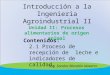 Introducción a la Ingenieria Agroindustrial II Unidad II: Procesos alimentarios de origen animal Contenidos: 2.1 Proceso de recepción de leche e indicadores