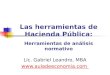 Las herramientas de Hacienda Pública: Herramientas de análisis normativo Lic. Gabriel Leandro, MBA 