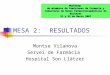 MESA 2: RESULTADOS Montse Vilanova Servei de Farmàcia Hospital Son Llàtzer Workshop de miembros de Comisiones de Farmacia y redactores de Guías Farmacoterapéuticas