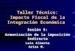 Taller Técnico: Impacto Fiscal de la Integración Económica Sesión 5: Armonización de la imposición indirecta Luis Alberto Arias M