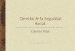 Derecho de la Seguridad Social. Eduardo Vidal.. Definición de Seguridad Social. La Seguridad Social es el sistema legal que busca precaver la ocurrencia