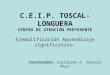 C.E.I.P. TOSCAL-LONGUERA CENTRO DE ATENCIÓN PREFERENTE Ejemplificación Aprendizaje significativo. Coordinador: Guillermo A. Cabrera Moya