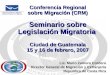 Conferencia Regional sobre Migración (CRM) Seminario sobre Legislación Migratoria Ciudad de Guatemala 15 y 16 de febrero, 2007 Lic. Mario Zamora Cordero