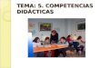 TEMA: 5. COMPETENCIAS DIDÁCTICAS. SUBTEMAS 5.1 Concepto de Competencias en el aula. Analizar el concepto de competencias desde el punto de vista de diversos