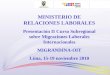 MINISTERIO DE RELACIONES LABORALES Presentación II Curso Subregional sobre Migraciones Laborales Internacionales MIGRANDINA-OIT Lima, 15-19 noviembre 2010
