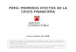 PERÚ: PRIMEROS EFECTOS DE LA CRISIS FINANCIERA OCTUBRE 2008 0  PERÚ: PRIMEROS EFECTOS DE LA CRISIS FINANCIERA Lima, octubre del