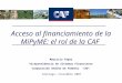 Acceso al financiamiento de la MiPyME: el rol de la CAF Santiago, noviembre 2007 Mauricio Yépez Vicepresidencia de Sistemas Financieros Corporación Andina