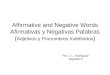 Affirmative and Negative Words Afirmativas y Negativas Palabras ( Adjetivos y Pronombres Indefinidos ) Por J. L. Rodríguez Español-2