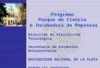 Programa Parque de Ciencia e Incubadora de Empresas Dirección de Vinculación Tecnológica Secretaría de Extensión Universitaria UNIVERSIDAD NACIONAL DE