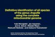 Definitive identification of all species of the genus Anguilla using the complete mitochondrial genome Yuki Minegishi 1, Jun Aoyama 1, Jun G. Inoue 1,