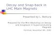 Decay and Snap-back in LHC Main Magnets Presented by L. Bottura Prepared for the Mini-Workshop on Decay and Snapback in Superconducting Magnets Fermilab,