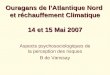 Ouragans de lAtlantique Nord et réchauffement Climatique 14 et 15 Mai 2007 Aspects psychosociologiques de la perception des risques B de Vanssay