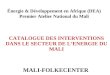 Énergie & Développement en Afrique (DEA) Premier Atelier National du Mali CATALOGUE DES INTERVENTIONS DANS LE SECTEUR DE LENERGIE DU MALI MALI-FOLKECENTER