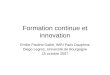 Formation continue et innovation Emilie-Pauline Gallié, IMRI Paris Dauphine Diego Legros, Université de Bourgogne 15 octobre 2007
