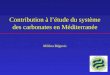 Contribution à létude du système des carbonates en Méditerranée Miléna Bégovic