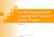 Cognitive développementale IFSI 2012 1ère année Le développement cognitif de lenfant selon Piaget C.Bécot