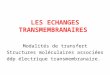 LES ECHANGES TRANSMEMBRANAIRES Modalités de transfert Structures moléculaires associées ddp électrique transmembranaire