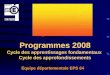 Équipe départementale EPS 64 Programmes 2008 Cycle des apprentissages fondamentaux Cycle des approfondissements