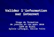 Valider linformation sur internet Stage de formation 26 janvier et 1er mars 2010 IUFM de BLOIS Sylvie Lafargue, Cécile Tritz