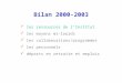 Bilan 2000-2003 les ressources de lInstitut les moyens mi-lourds les collaborations/programmes les personnels départs en retraite et emplois