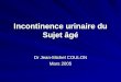 Incontinence urinaire du Sujet âgé Dr Jean-Michel COULON Mars 2005