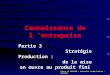 Connaissance de l entreprise Partie 3 Stratégie Production : de la mise en œuvre au produit fini Pierre LE PARLOUËR - Université Joseph Fourier - Grenoble