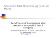 Séminaire FAO-Ministère Agriculture Maroc Conditions démergence des produits de qualité liée à lorigine Hubert Devautour (Cirad), Jean-Pierre Boutonnet