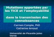 1 Mutations apportées par les TICE et lemployabilité dans la transmission des connaissances Carmen Compte, PhD Catherine Arnaud Université de Picardie