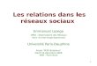 1 Les relations dans les réseaux sociaux Emmanuel Lazega ORIO - Observatoire des Réseaux Intra- et Inter-Organisationnels Université Paris-Dauphine Projet