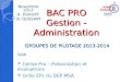 BAC PRO Gestion - Administration GROUPES DE PILOTAGE 2013-2014 Novembre 2013 A. DURUPT B. GOSSART PLAN Cerise Pro – Présentation et évaluations Grille