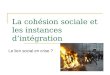 La cohésion sociale et les instances dintégration Le lien social en crise ?