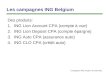 Campagnes ING situation à juillet 2011 Les campagnes ING Belgium Des produits: 1.ING Lion Account CPA (compte à vue) 2.ING Lion Deposit CPA (compte épargne)