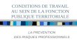 CONDITIONS DE TRAVAIL AU SEIN DE LA FONCTION PUBLIQUE TERRITORIALE LA PREVENTION DES RISQUES PROFESSIONNELS