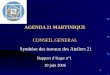 1 AGENDA 21 MARTINIQUE CONSEIL GENERAL Rapport détape n°1 10 juin 2006 Synthèse des travaux des Ateliers 21