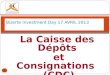 La Caisse des Dépôts et Consignations (CDC) 1 Bizerte Investment Day 17 AVRIL 2013 7777777