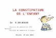 LA CONSTIPATION DE LENFANT Dr R.BELBOUAB Service de pédiatrie EPH Belfort Faculté de médecine dAlger Bejaia 25 mai 2012
