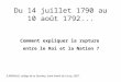 Du 14 juillet 1790 au 10 août 1792... P.MERIAUX, collège de la Dombes, Saint André de Corcy, 2007. Comment expliquer la rupture entre le Roi et la Nation